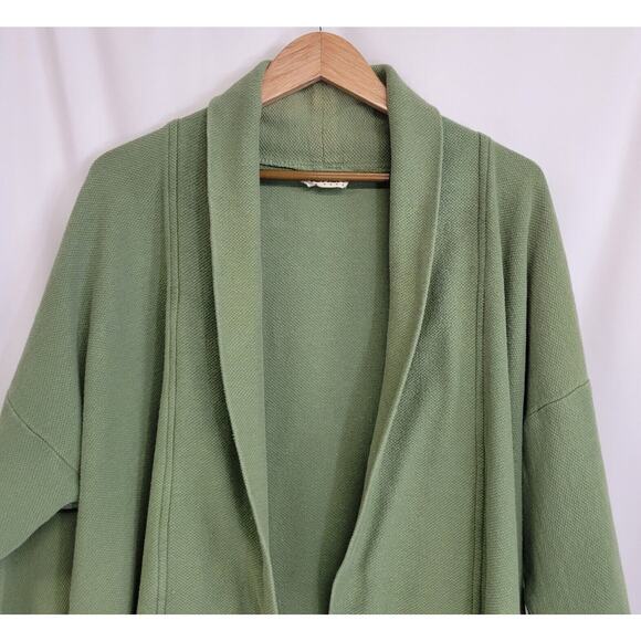 Vintage Eileen Fisher Light Green Cotton Open Front Cardigan Sweater Jacket - Picture 2 of 9